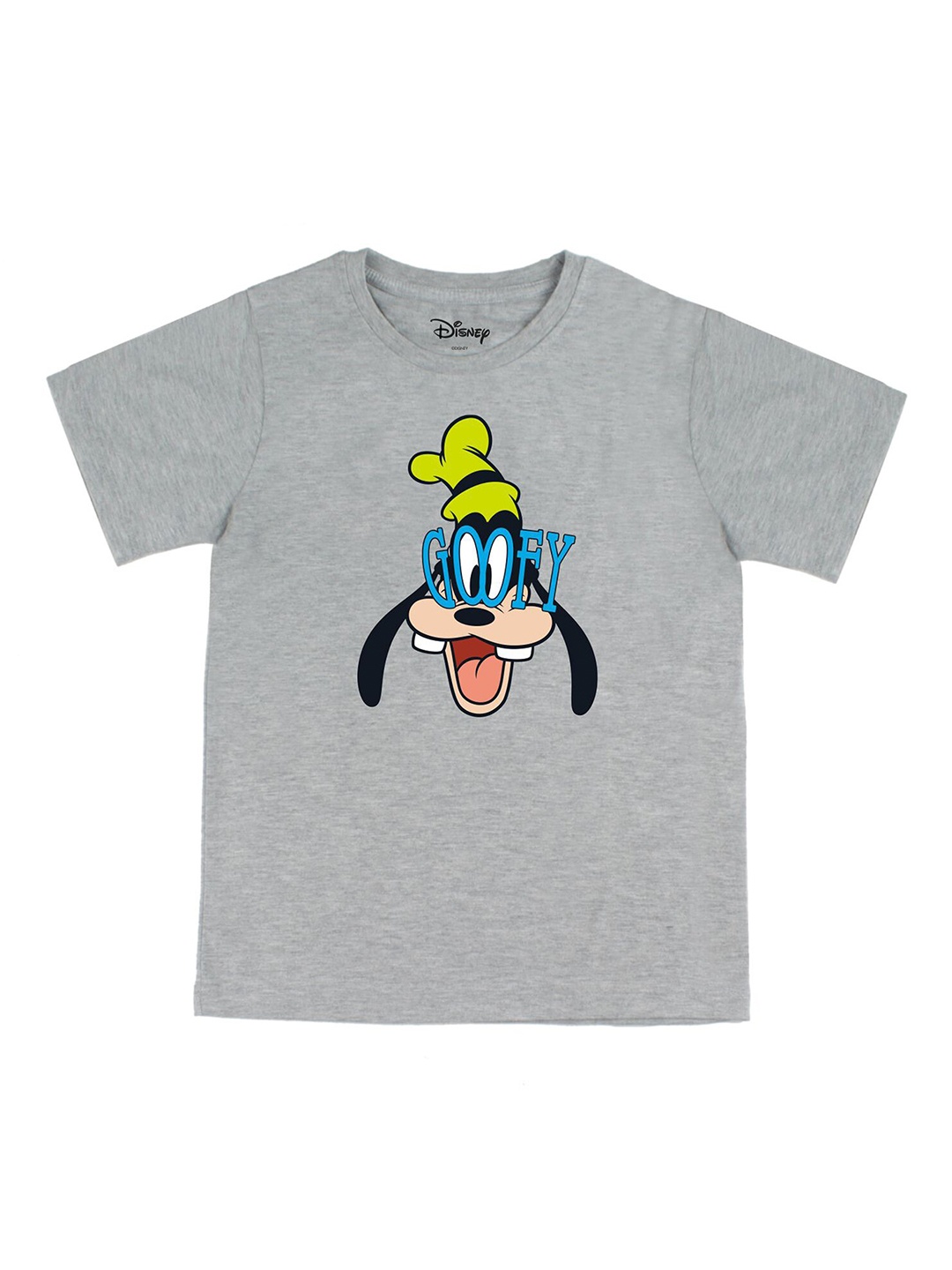 

Disney by Wear Your Mind Boys Grey Yellow Goofy Printed Cotton Pure Cotton T-shirt