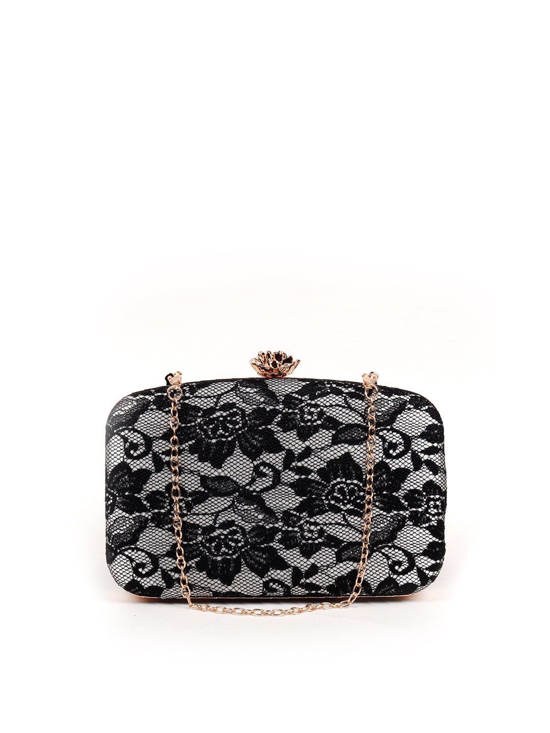 

ODETTE Black & Grey Textured Box Clutch