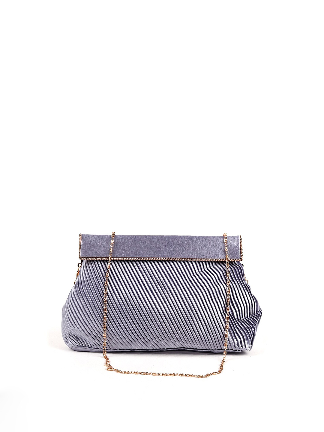 

ODETTE Grey & Gold-Toned Printed Foldover Clutch