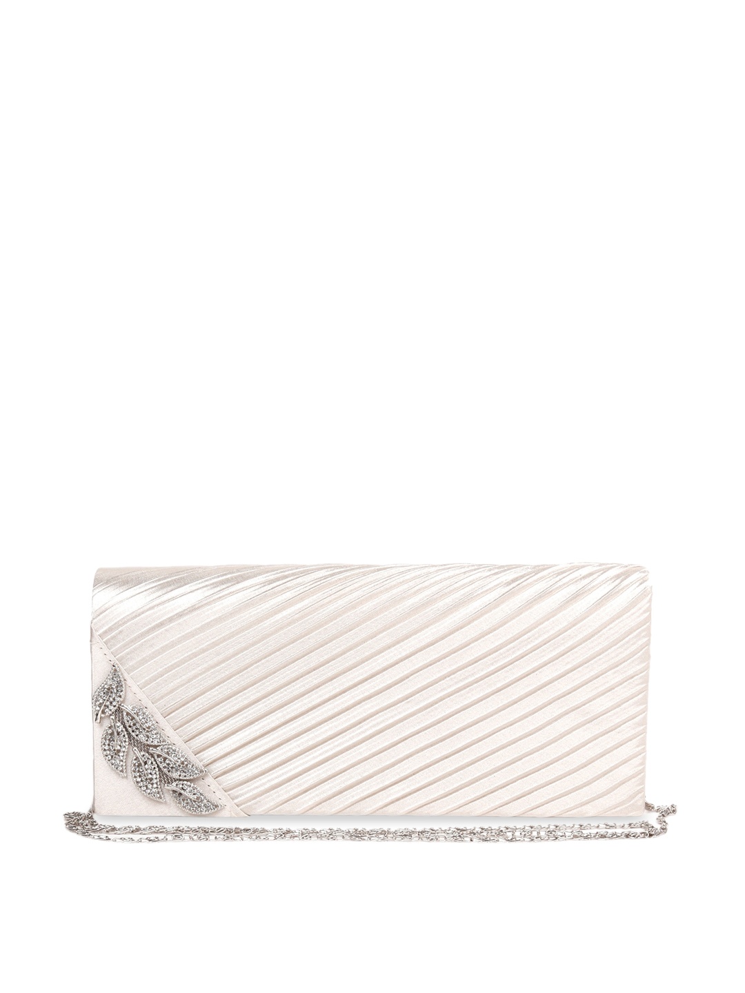 

ODETTE Cream-Coloured Embellished PU Structured Sling Bag
