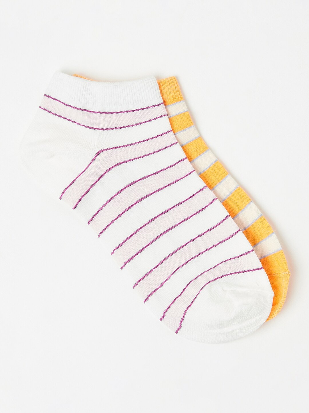 

J Style Pack of 2 Women Assorted Striped Ankle Length Socks