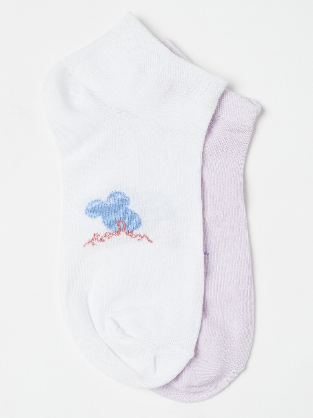 

J Style Women Pack of 2 Purple & White Patterned Ankle Length Socks