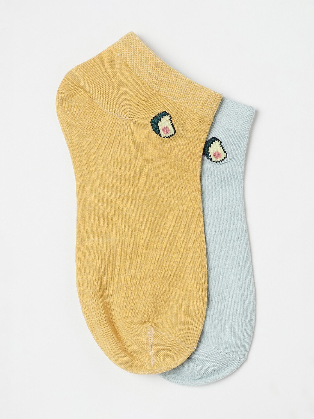 

J Style Women Pack Of 2 Yellow & Grey Ankle Length Solid Socks