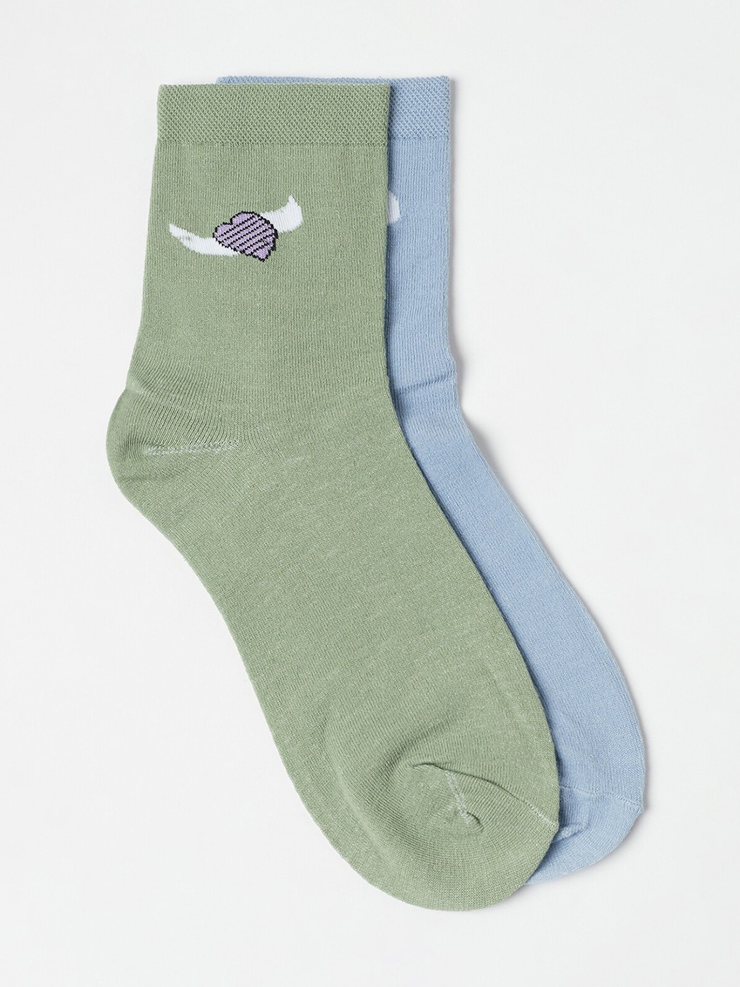 

J Style Women Pack of 2 Blue & Green Solid Above Ankle-Length Socks