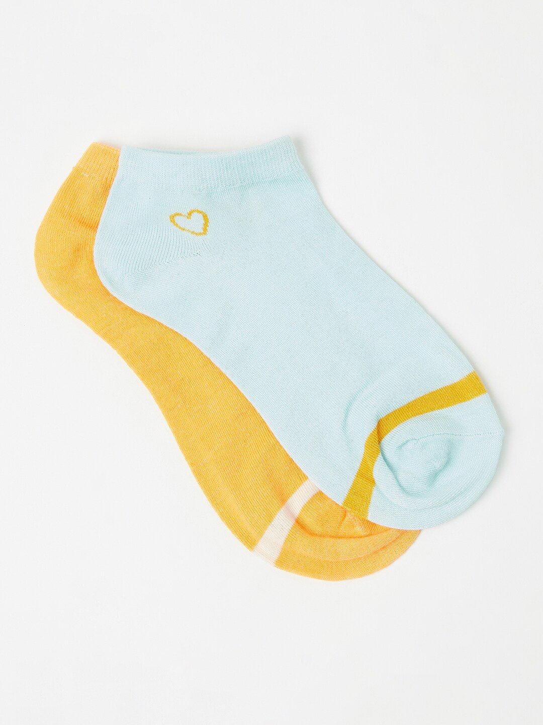 

J Style Women Pack Of 2 Blue & Yellow Socks