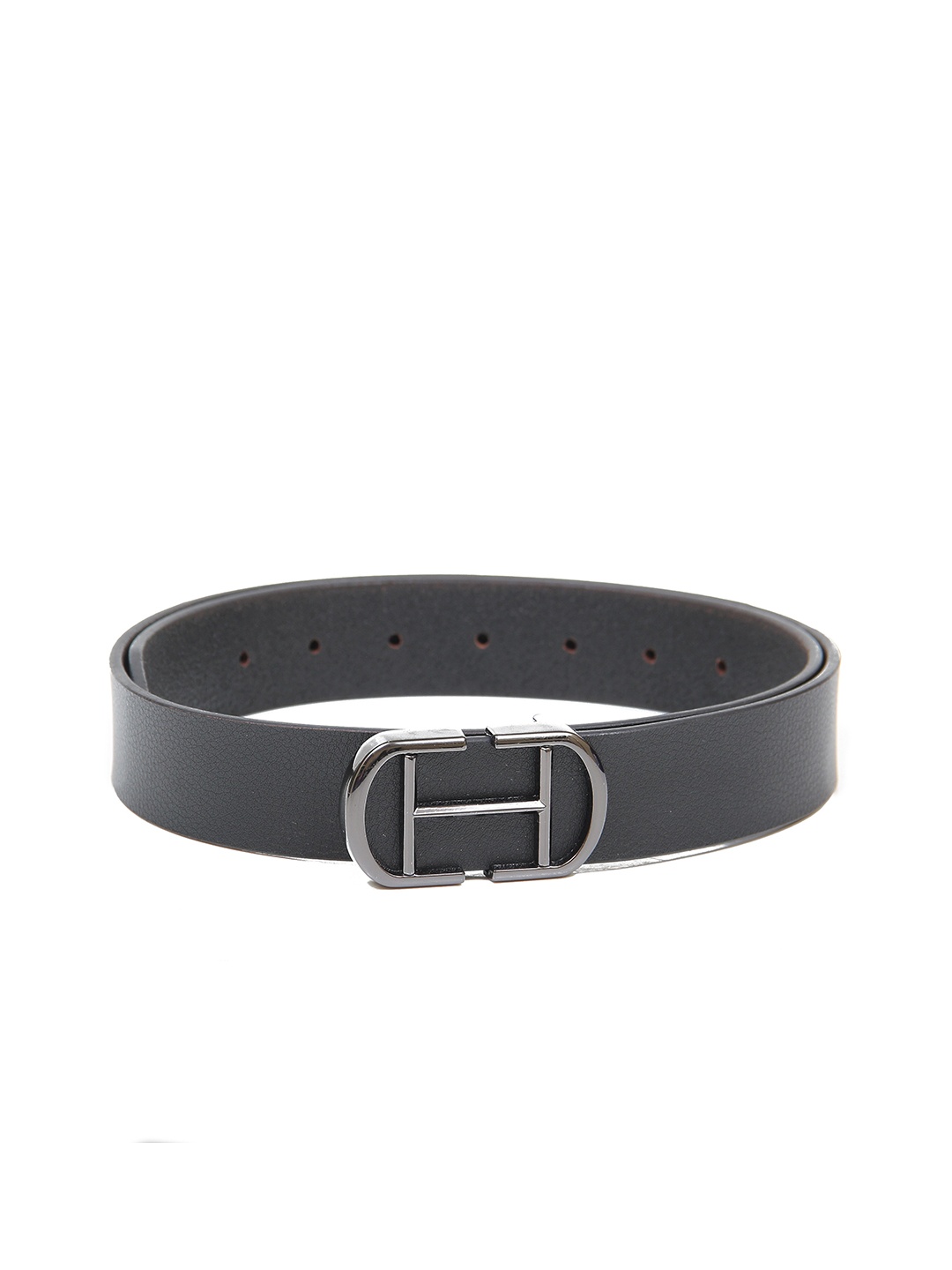 

Calvadoss Men Black Textured Leather Belt