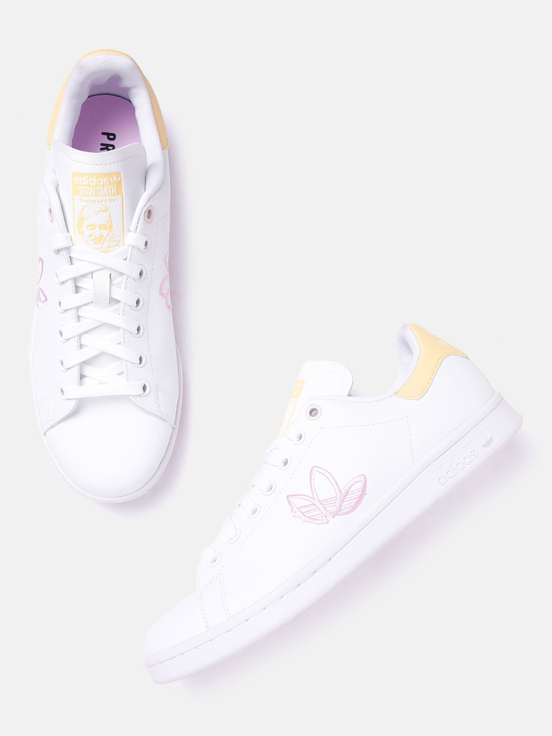 

ADIDAS Originals Women White Brand Logo Embroidered Stan Smith Sustainable Sneakers