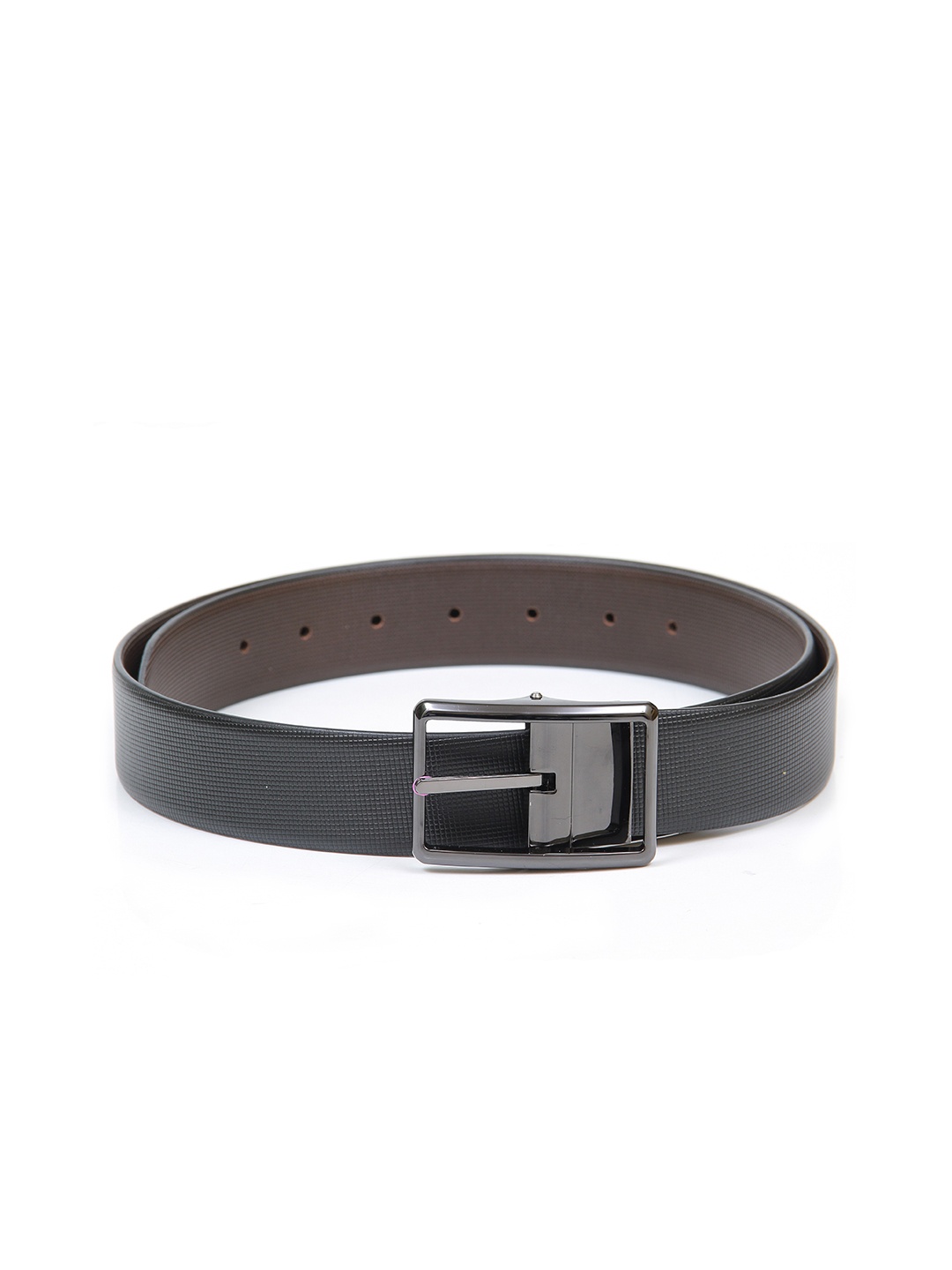 

Calvadoss Men Black Textured Premium Leather Reversible Belt