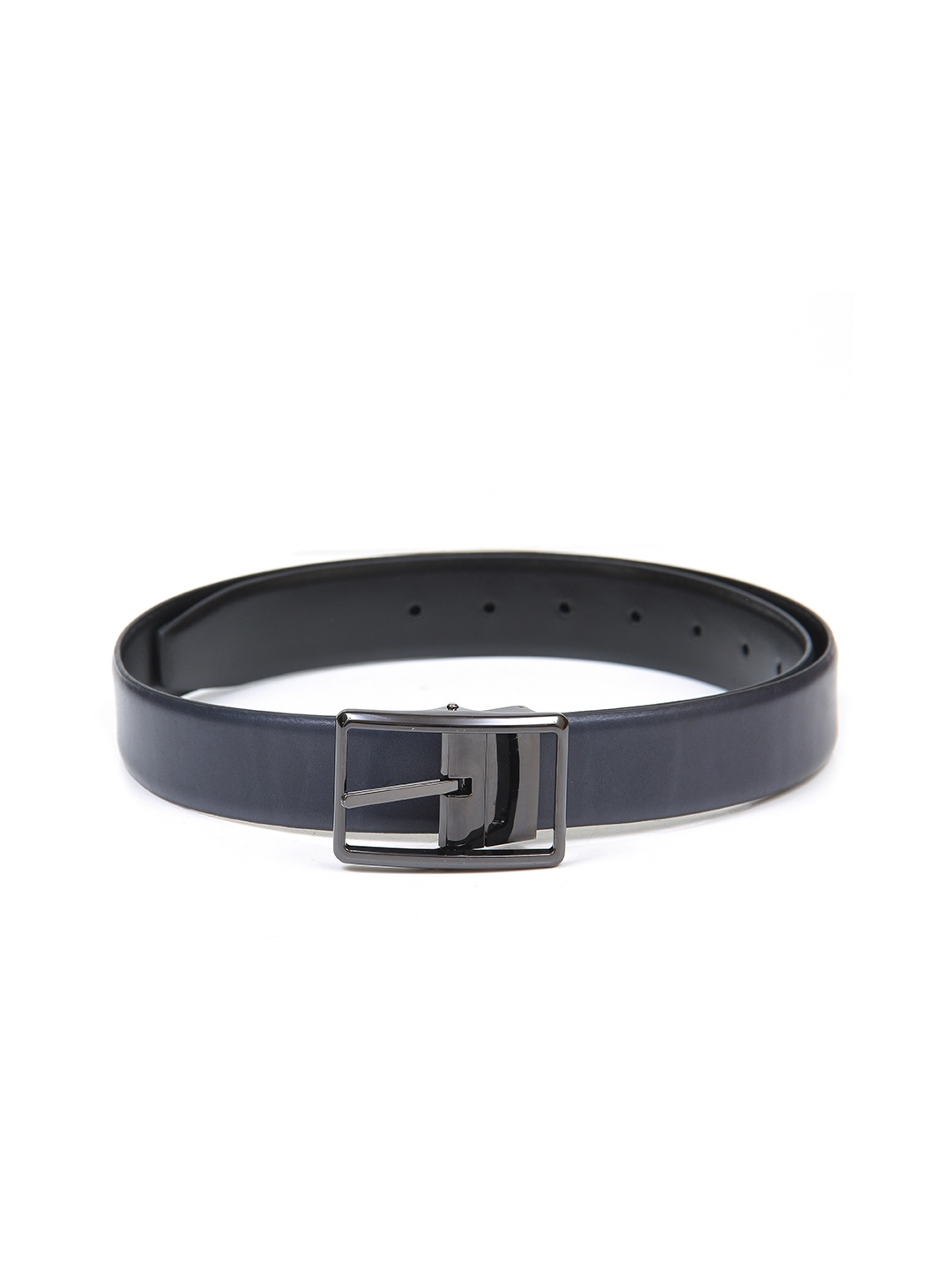 

Calvadoss Men Blue Textured Leather Reversible Belt