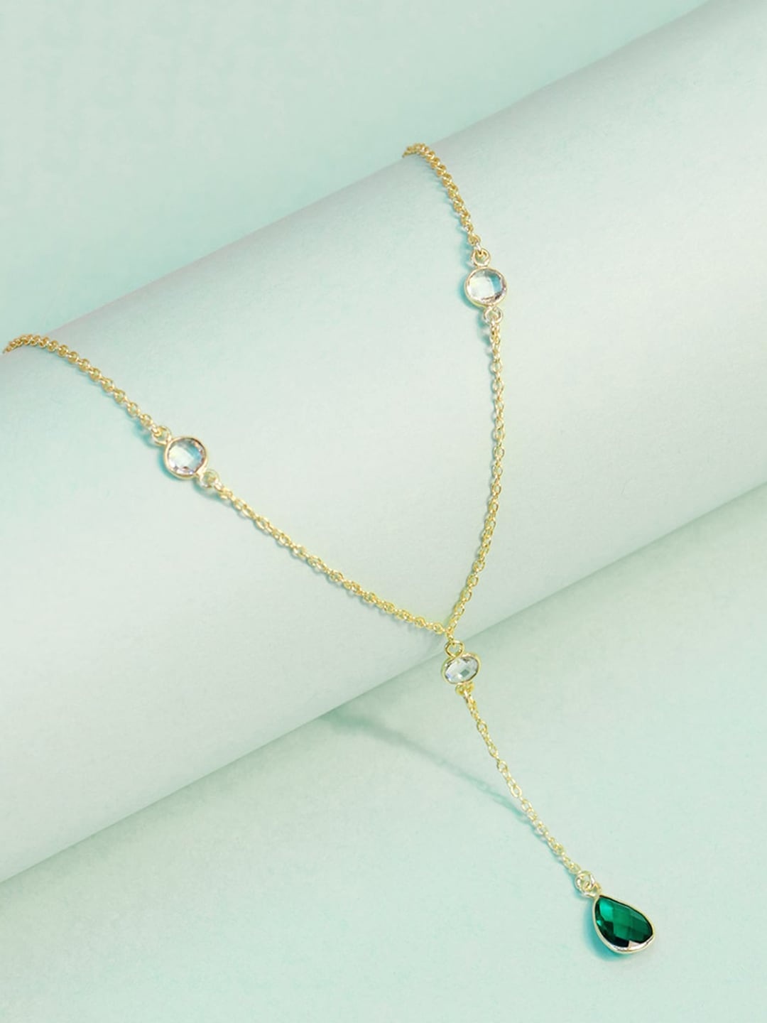 

Mikoto by FableStreet Gold-Toned & Green Brass Gold-Plated Necklace