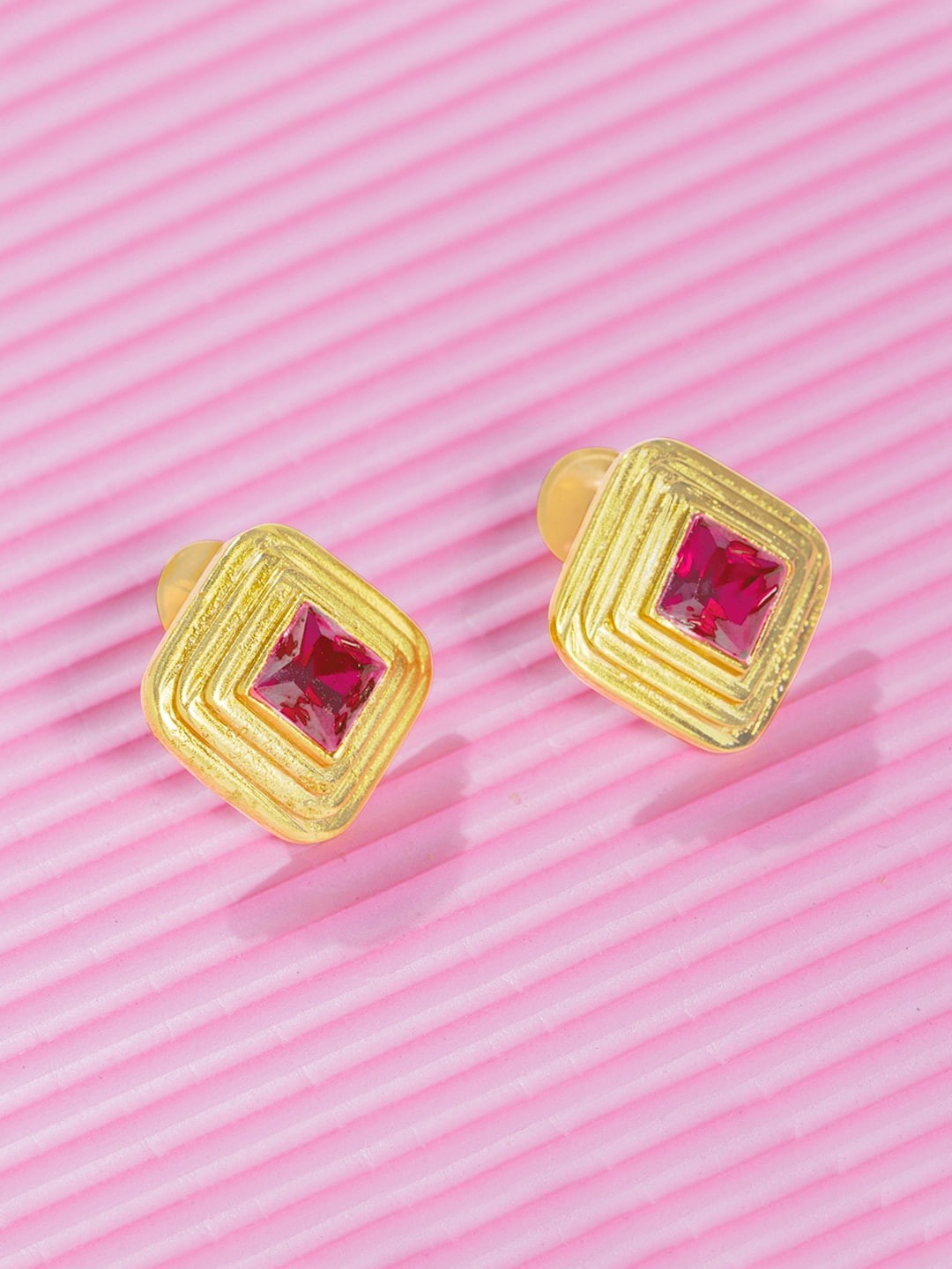 

March by FableStreet Gold-Toned Geometric Studs Earrings