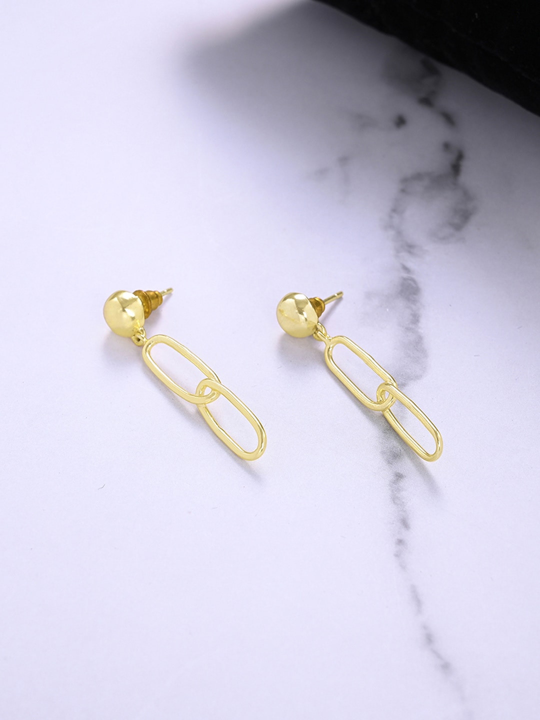 

March by FableStreet Gold-Toned Double Loop Drop Earrings