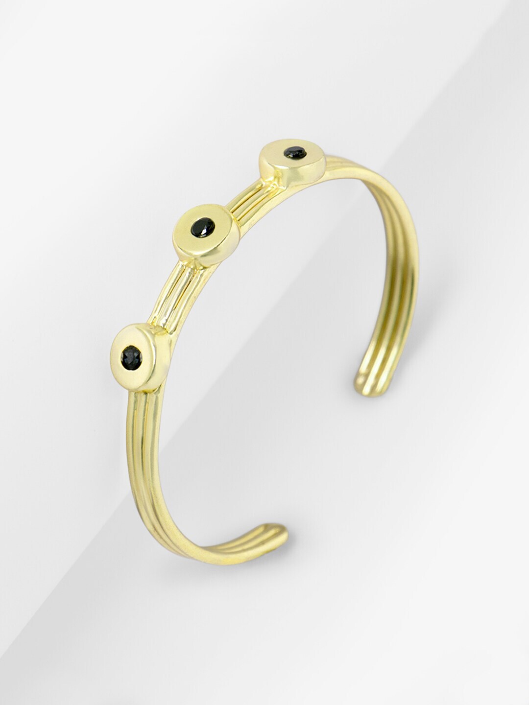 

Mikoto by FableStreet Women Gold-Toned & Black Brass Cubic Zirconia Gold-Plated Cuff Bracelet
