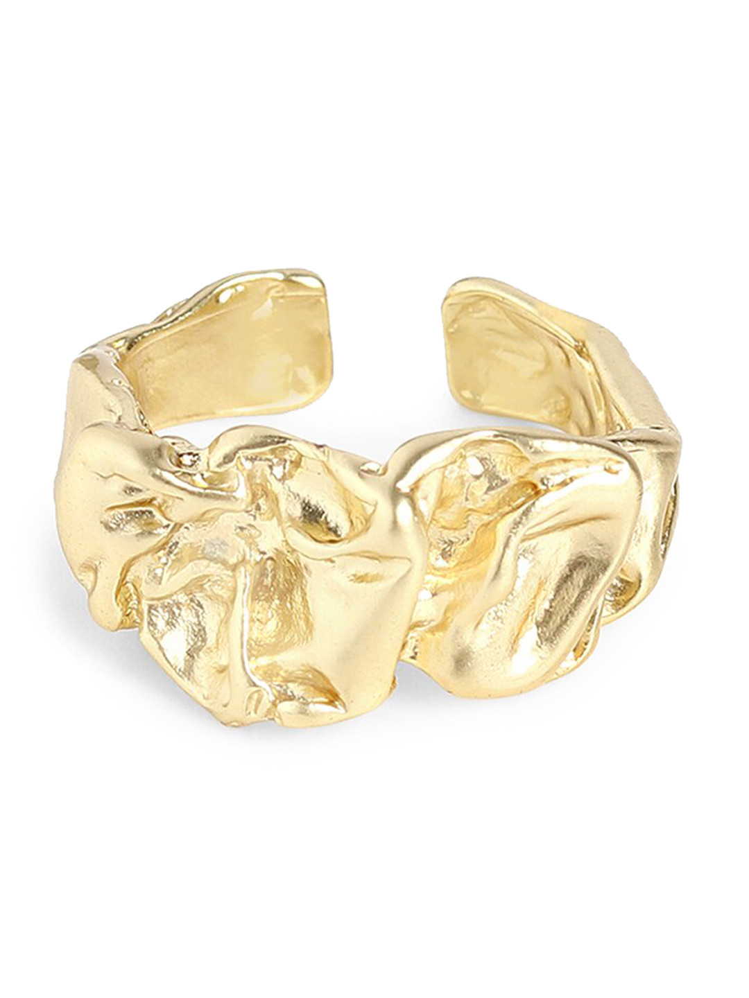 

March by FableStreet Gold-Plated Textured Adjustable Finger Ring