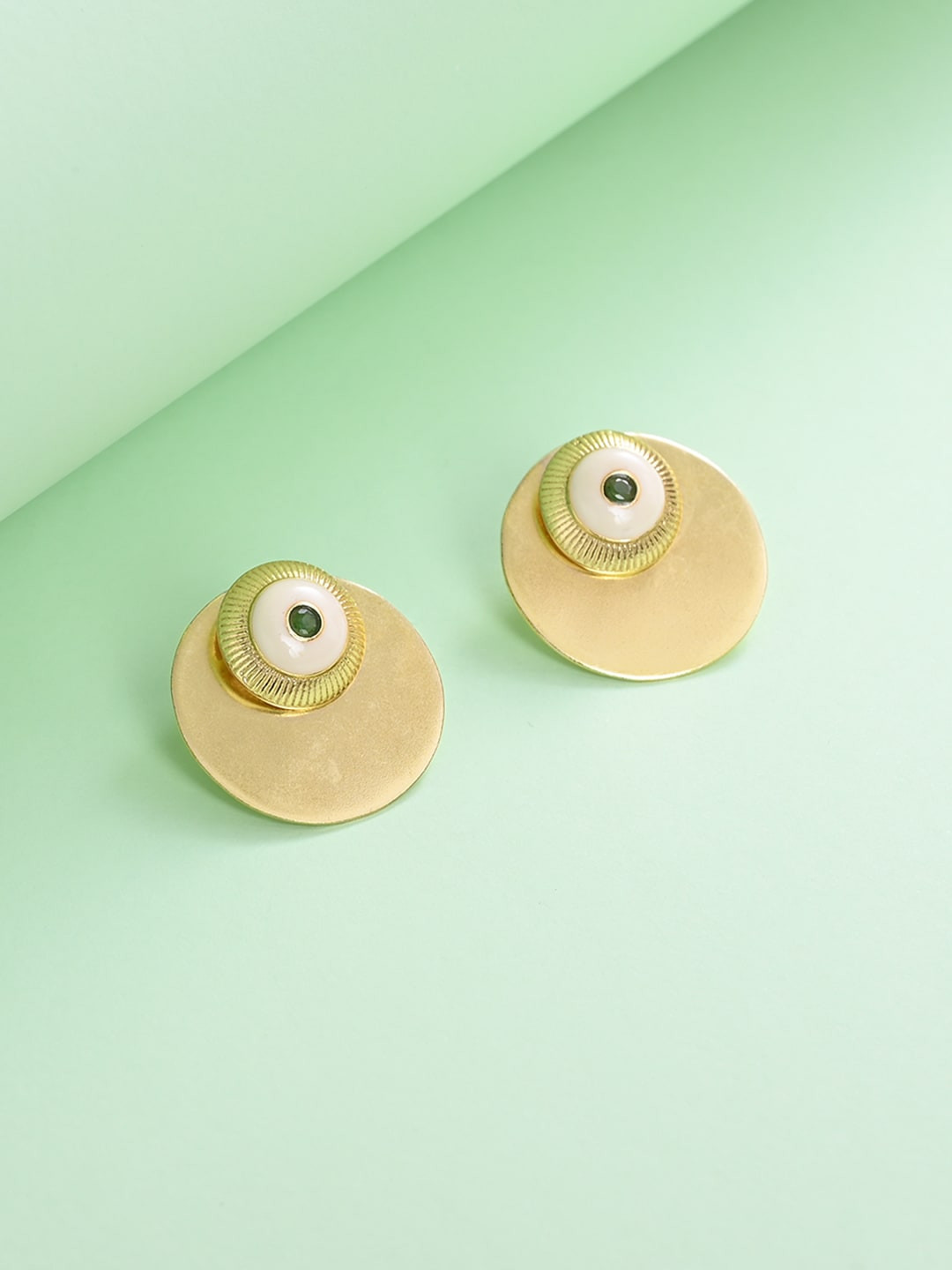 

Mikoto by FableStreet Gold-Toned Circular Studs Earrings