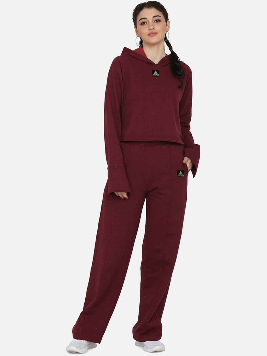 

Aesthetic Bodies Women Maroon Solid Cotton Tracksuit