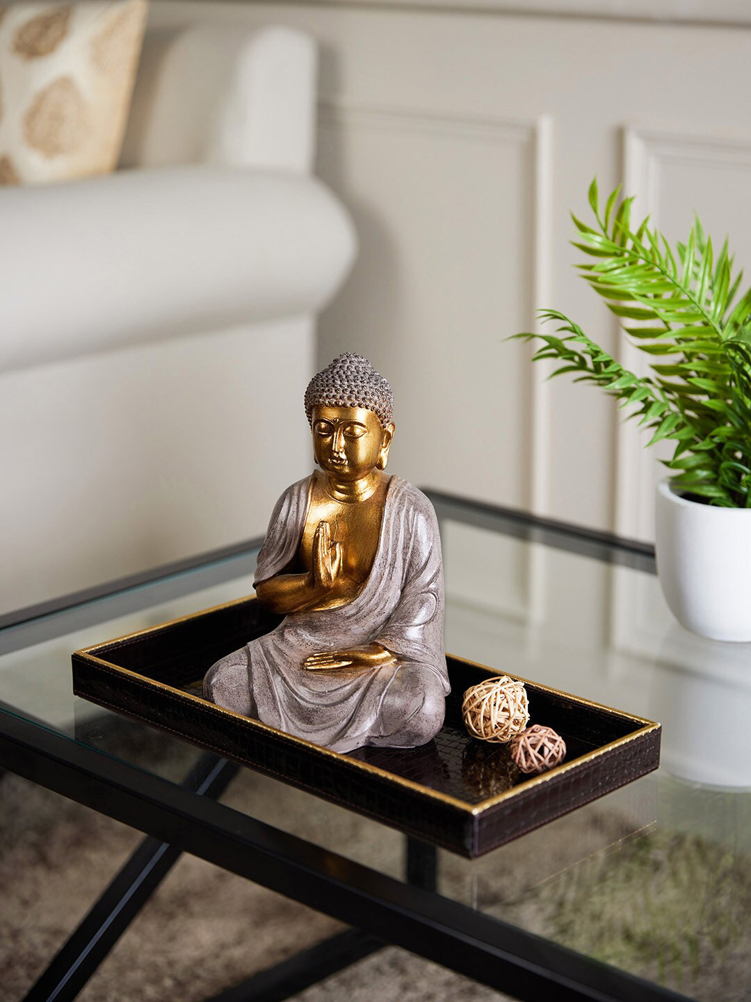 

Pure Home and Living Gold-Toned Buddha Showpiece