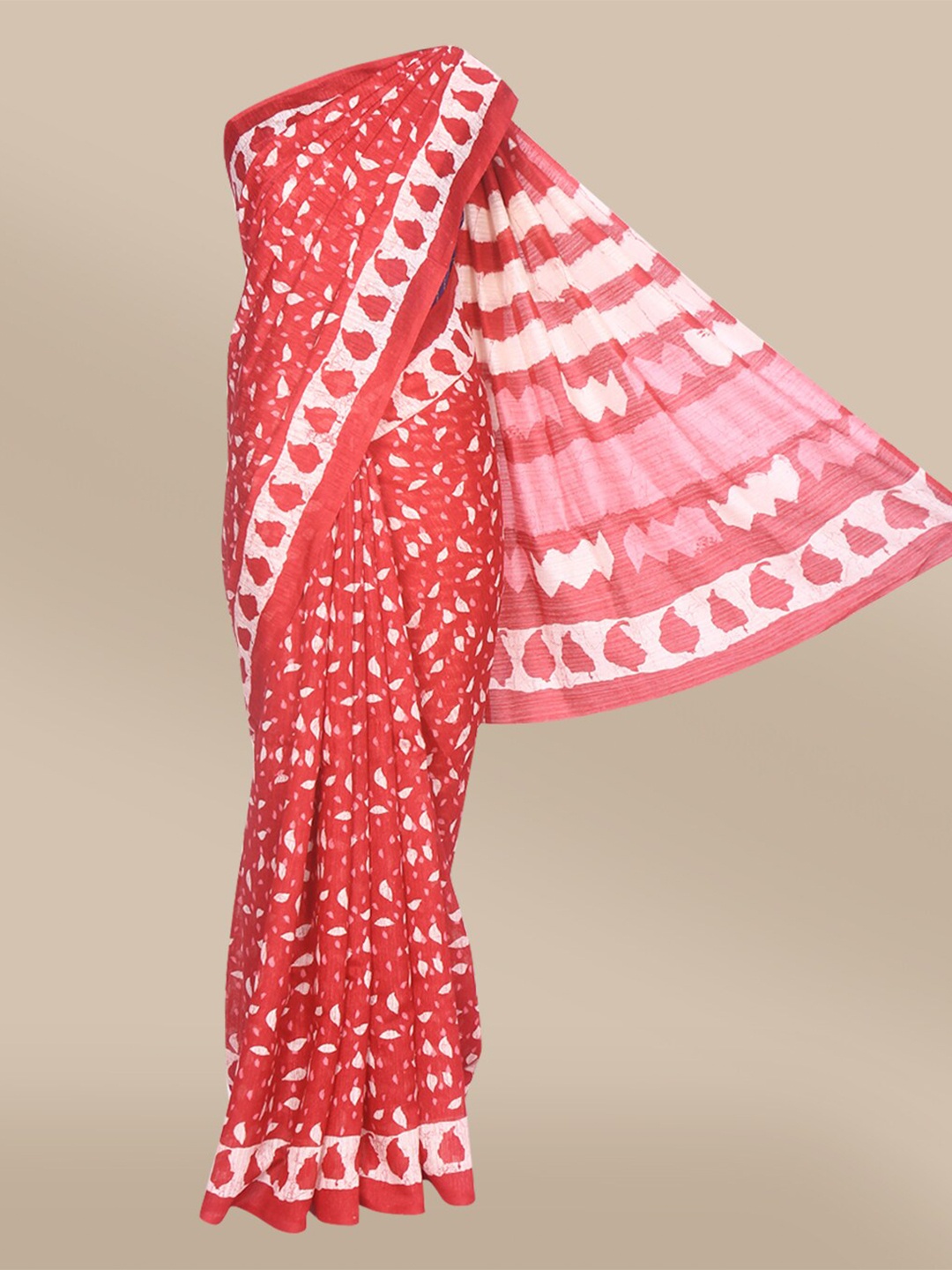 

The Chennai Silks Pink & White Pure Cotton Chanderi Saree