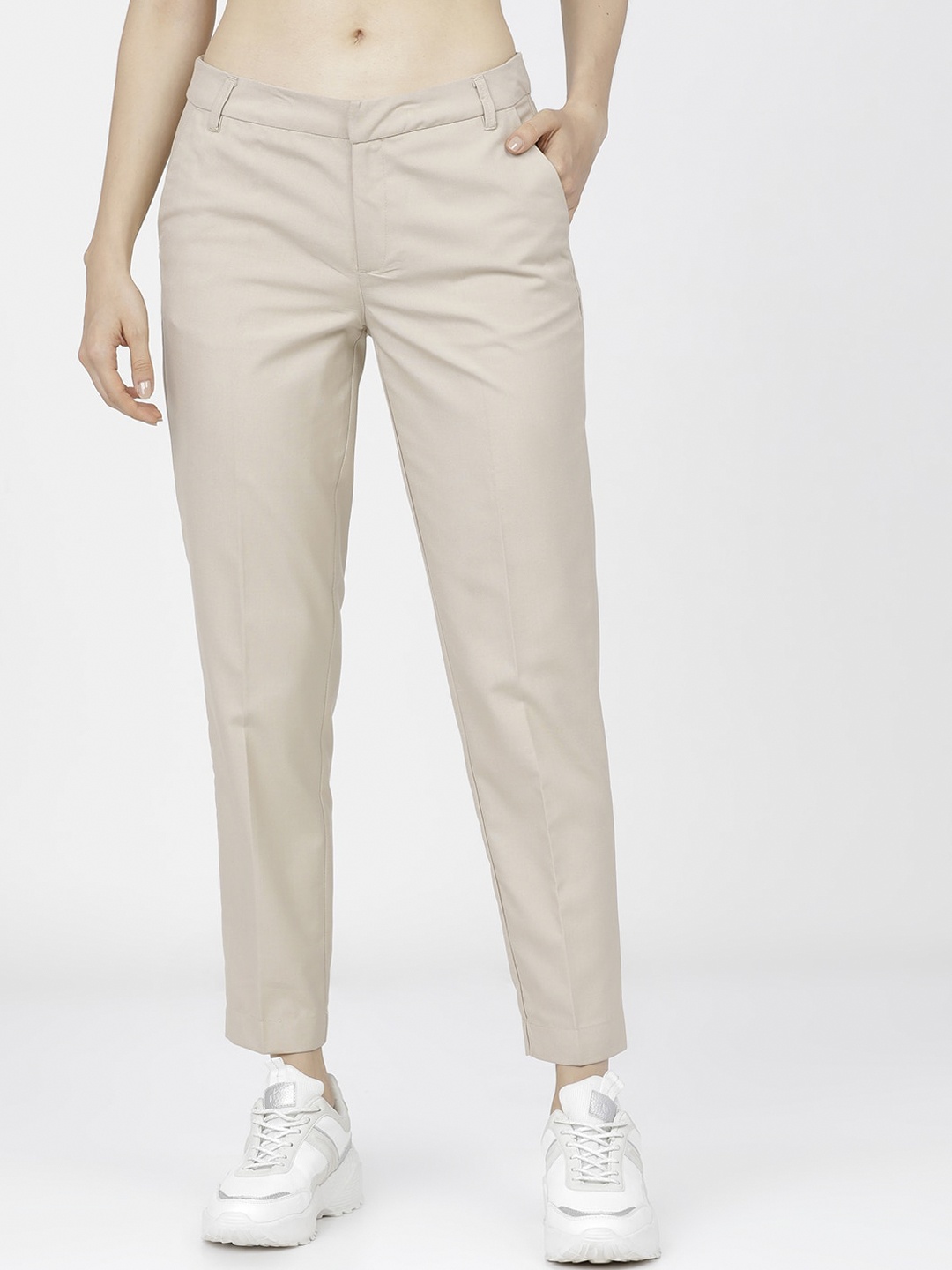 

Tokyo Talkies Women Beige Easy Wash Trousers