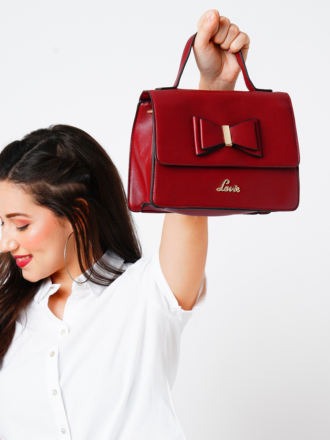 

Lavie Red PU Structured Sling Bag with Bow Detail
