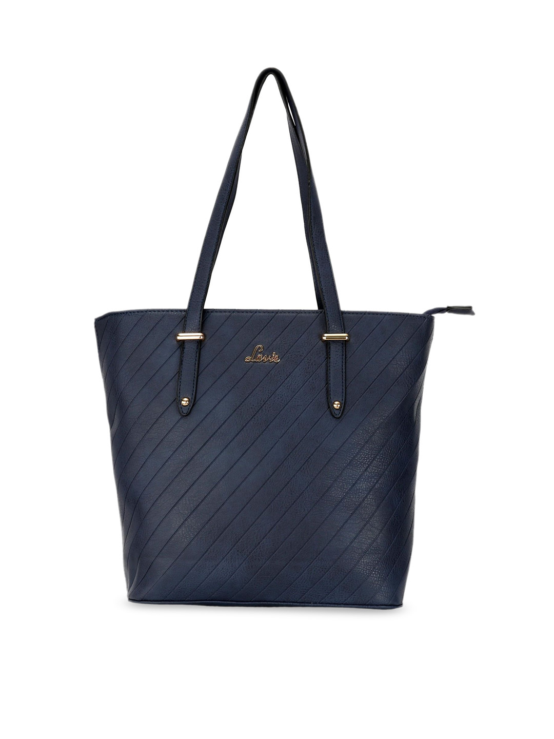 

Lavie Navy Blue Striped PU Shopper Shoulder Bag