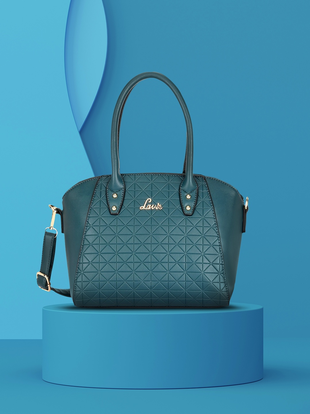 

Lavie Green Geometric Textured PU Structured Shoulder Bag