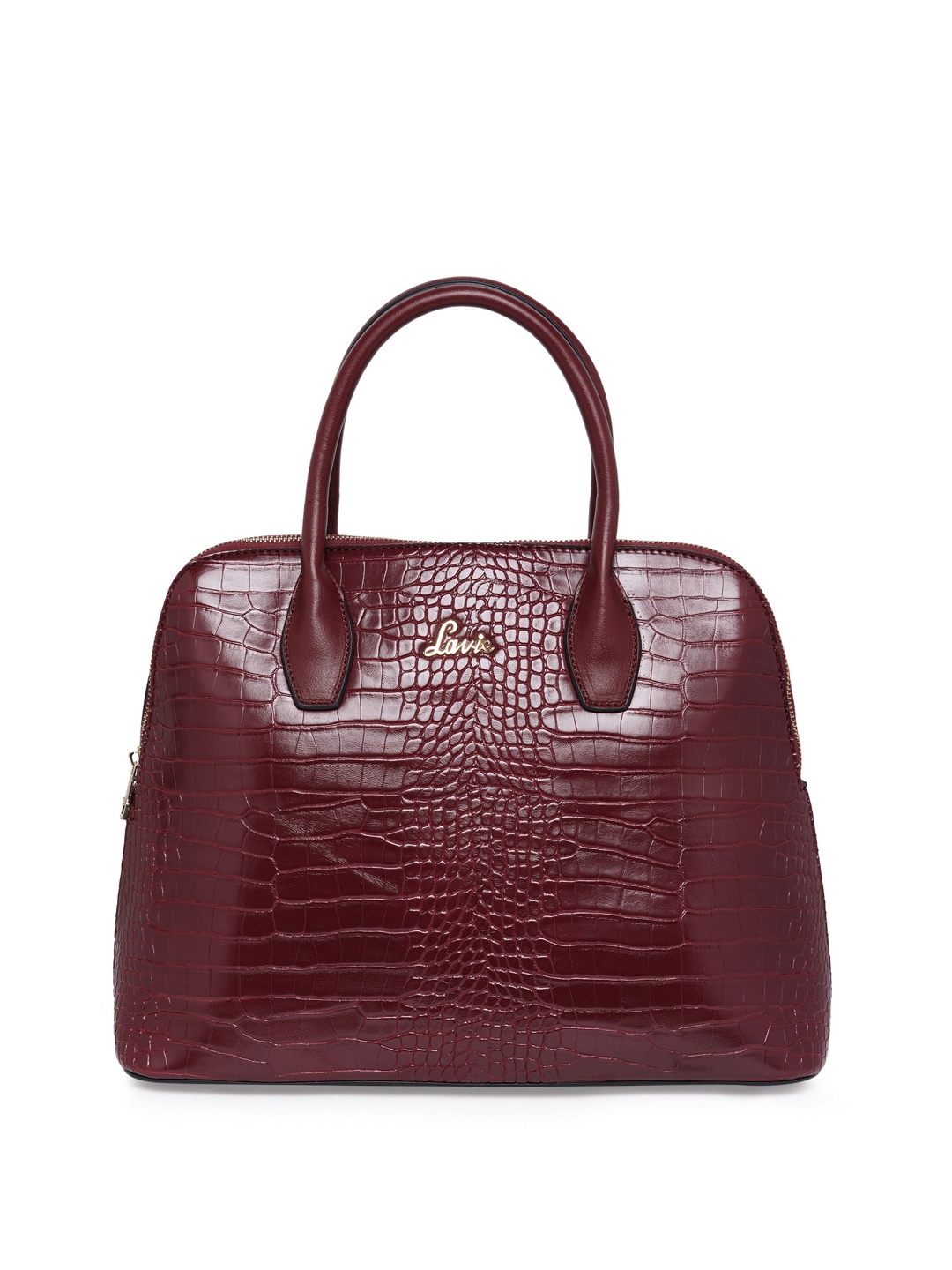 

Lavie Red Animal Textured PU Structured Tote Bag