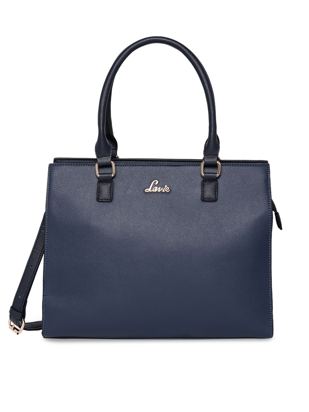 

Lavie Navy Blue PU Structured Handheld Bag