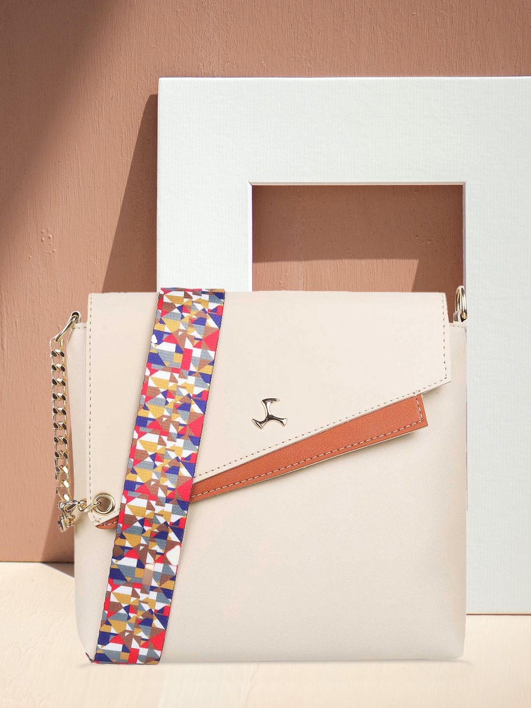 

Mochi Beige PU Structured Sling Bag