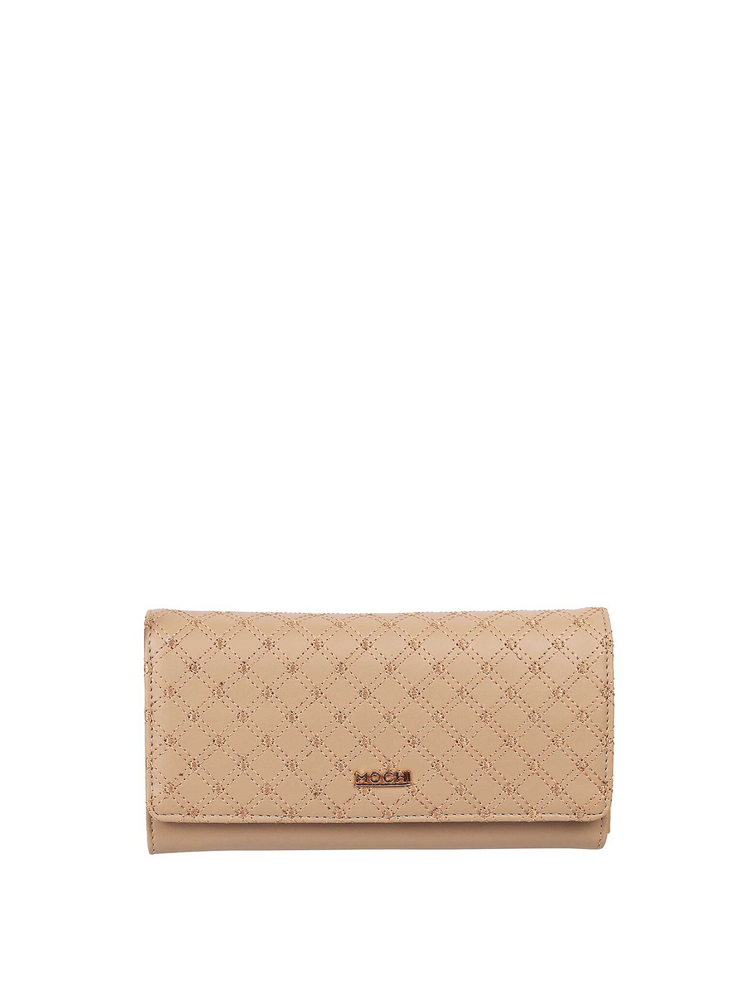 

Mochi Beige Textured Foldover Clutch