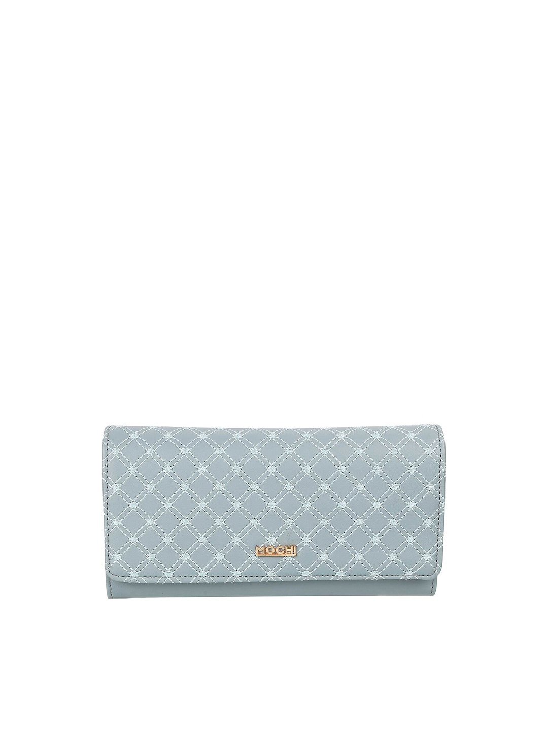 

Mochi Women Blue & White Textured Foldover Clutch