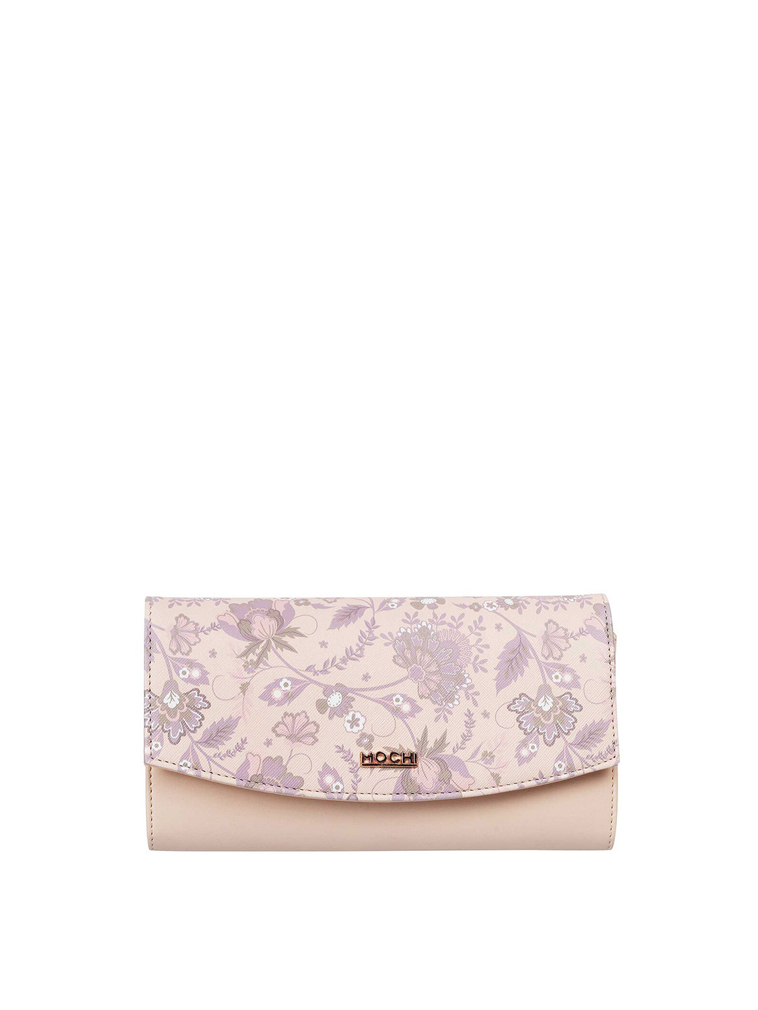 

Mochi Women Pink & Purple Printed Foldover Clutch
