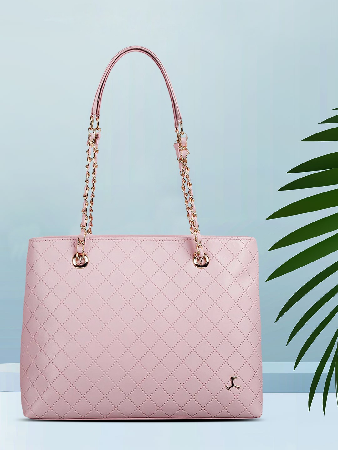 

Mochi Pink Textured PU Structured Shoulder Bag with Quilted