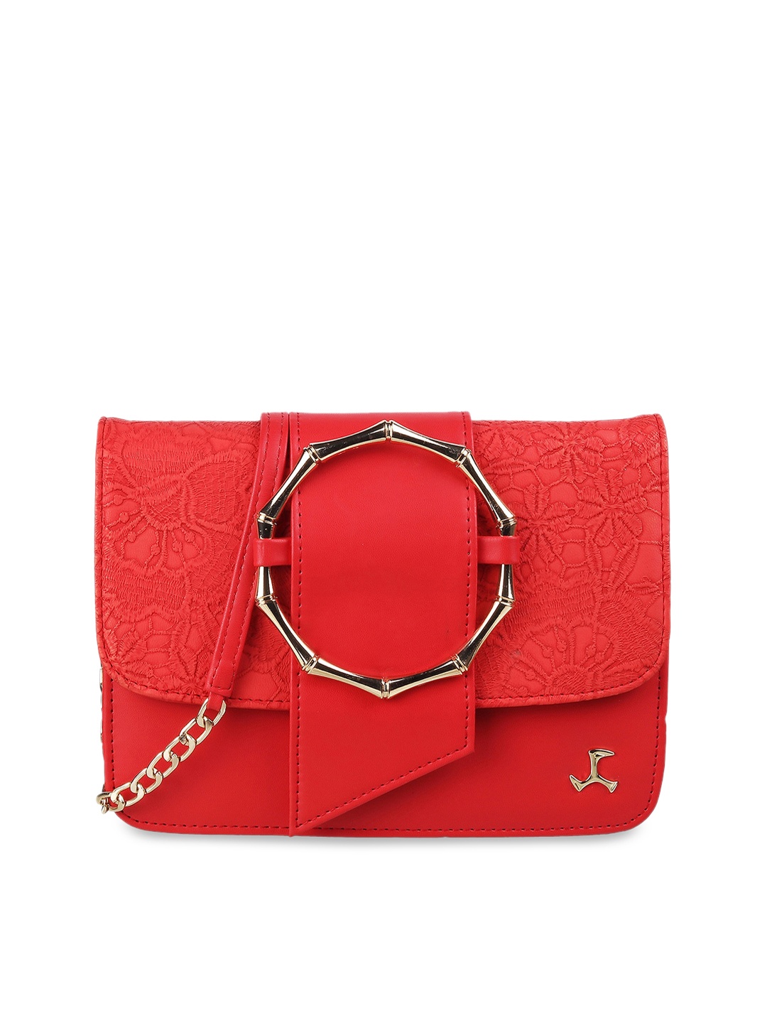 

Mochi Red Textured PU Structured Sling Bag
