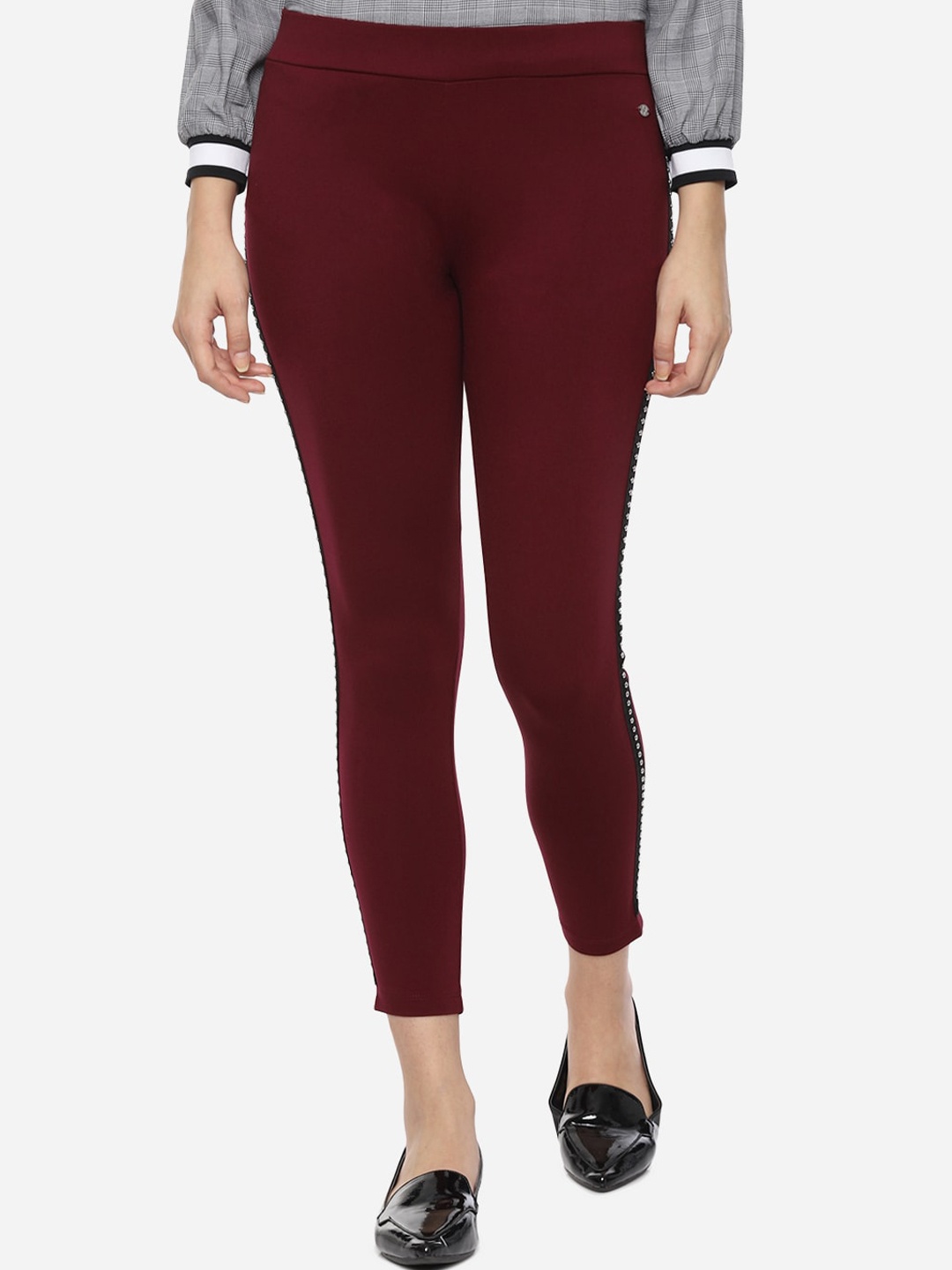 

Allen Solly Woman Women Maroon Cigerette Trousers