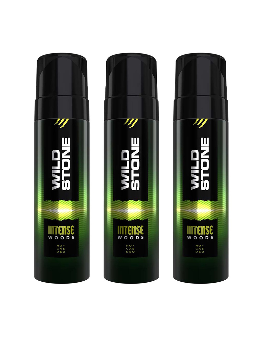 

Wild Stone Men Pack of 3 Intense Wood No Gas Deodorant (120ml each), Black