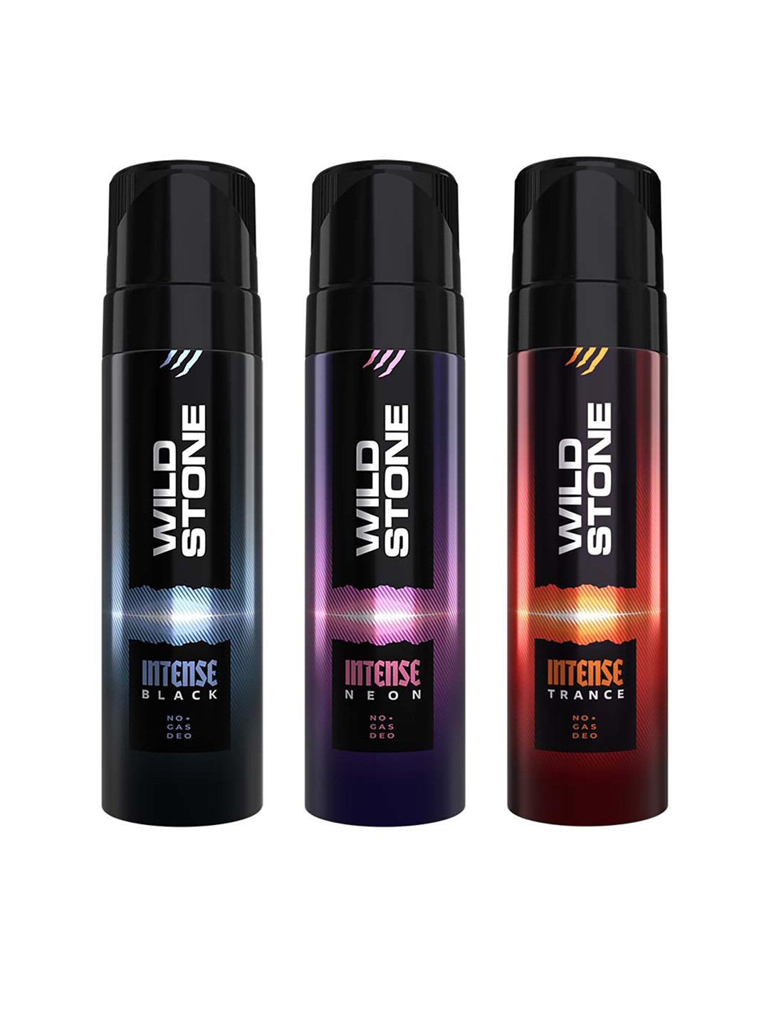 

Wild Stone Men Pack of 3 Intense Black, Neon and Trance No Gas Deodorants, Multi