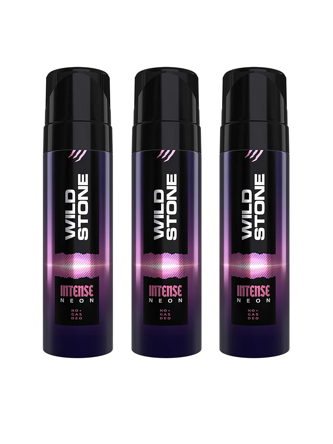 

Wild Stone Men Pack of 3 Intense Neon No Gas Deodorant - 120 ml each, Black