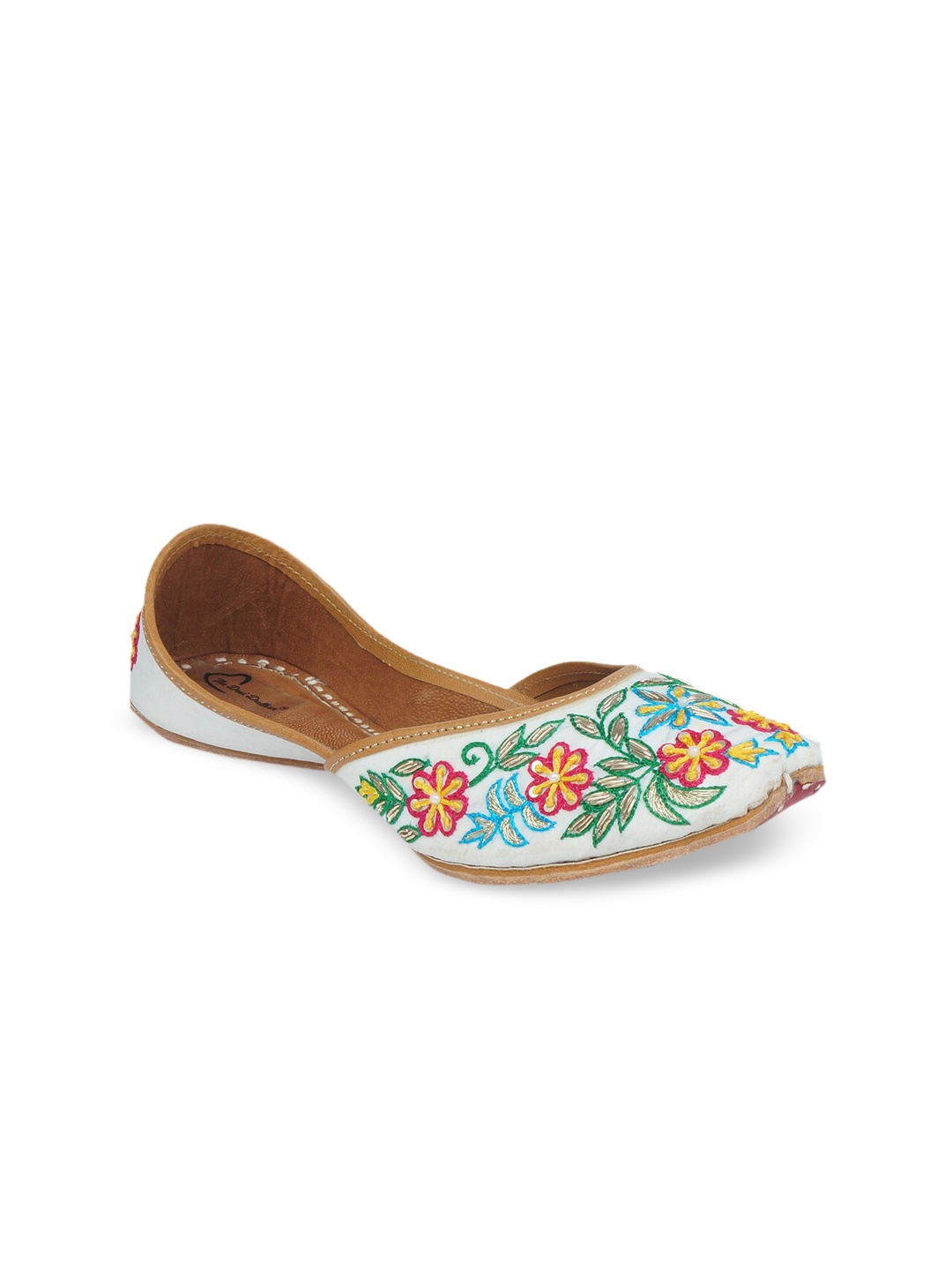 

The Desi Dulhan Women Multicoloured Embroidered Embellished Mojaris Flats, Multi