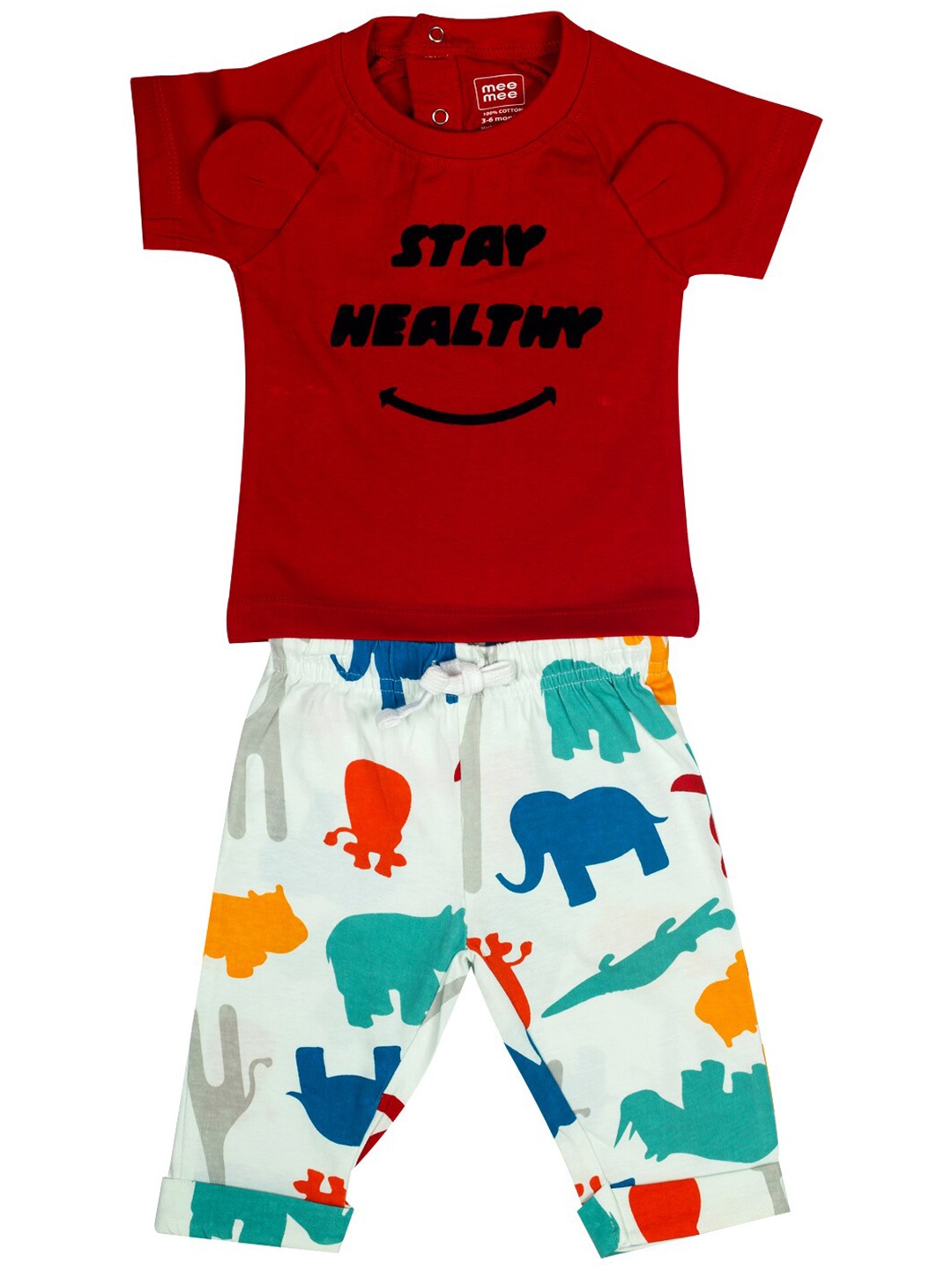 

MeeMee Boys Maroon Printed Clothing Set