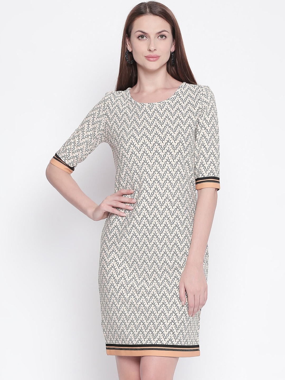 

Annabelle by Pantaloons Beige Printed Sheath Dress