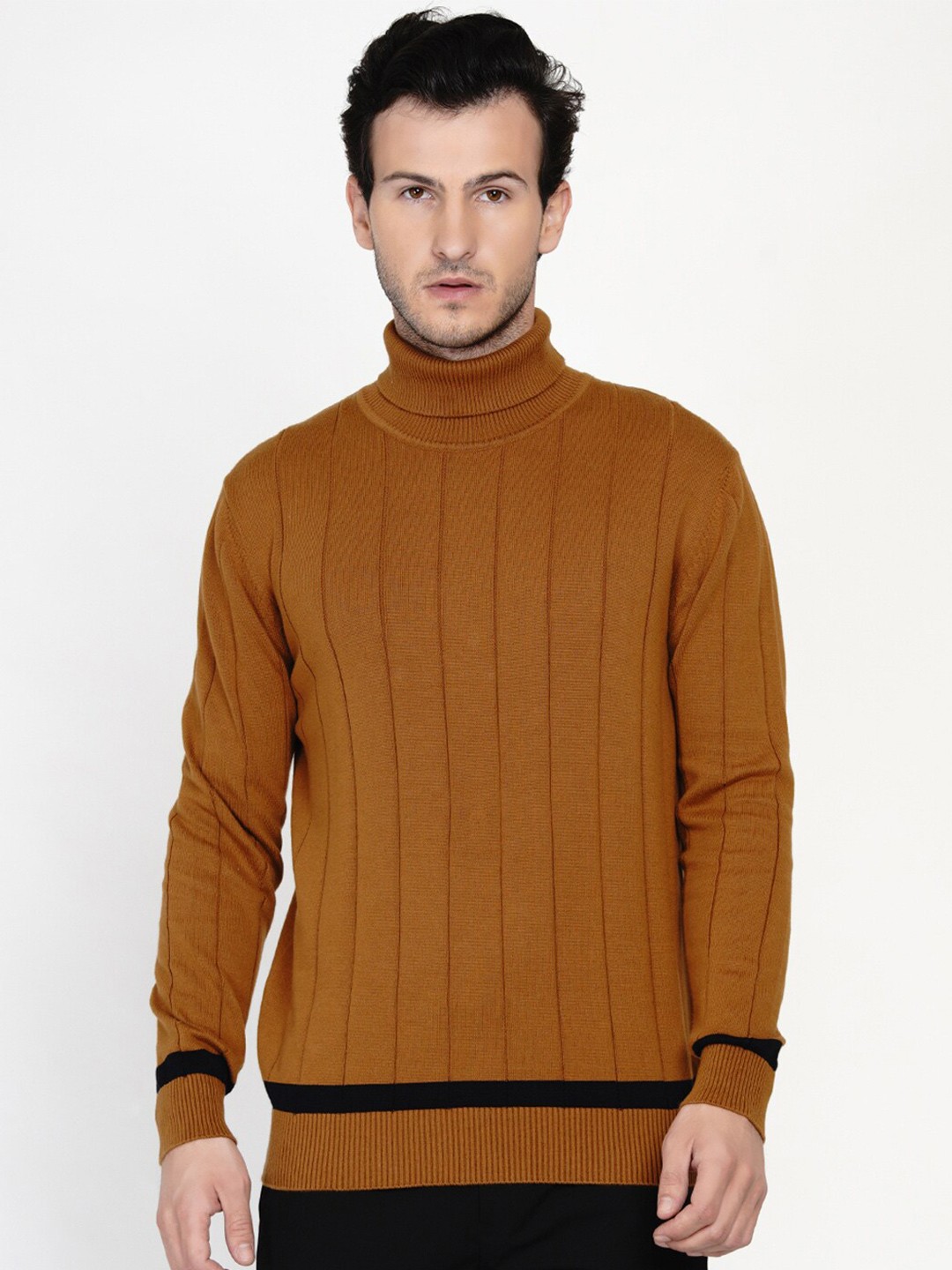 

ARMISTO Men Brown Self Design Turtle Neck Sweater