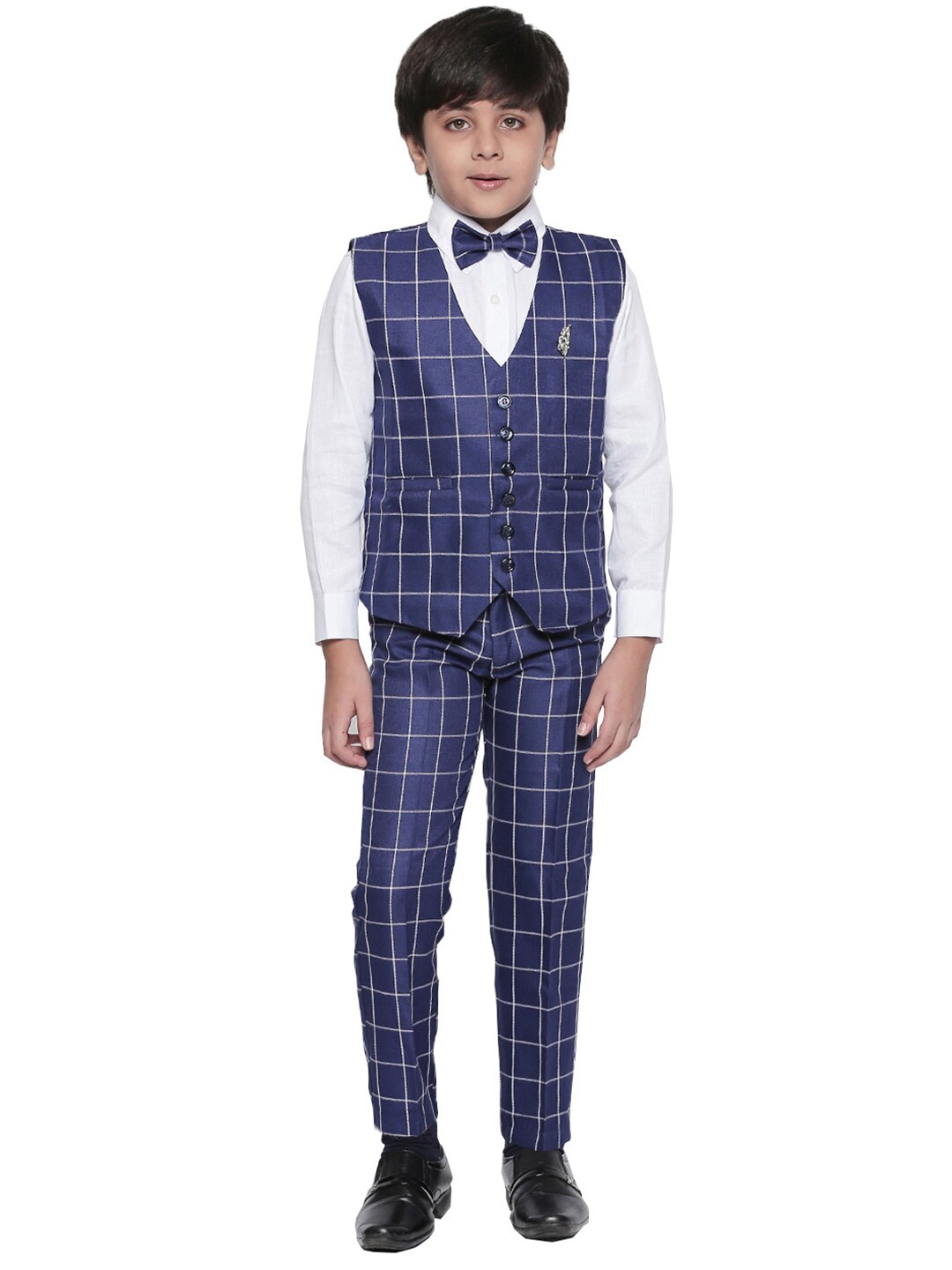 

Jeetethnics Boys Navy Blue & White Checked Shirt with Trousers