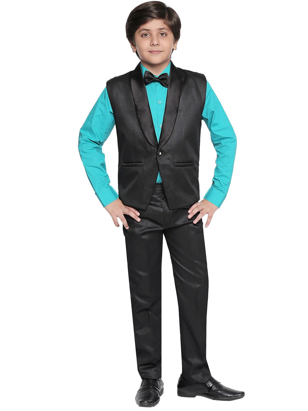 

Jeetethnics Boys Black & Turquoise Blue Shirt with Trousers