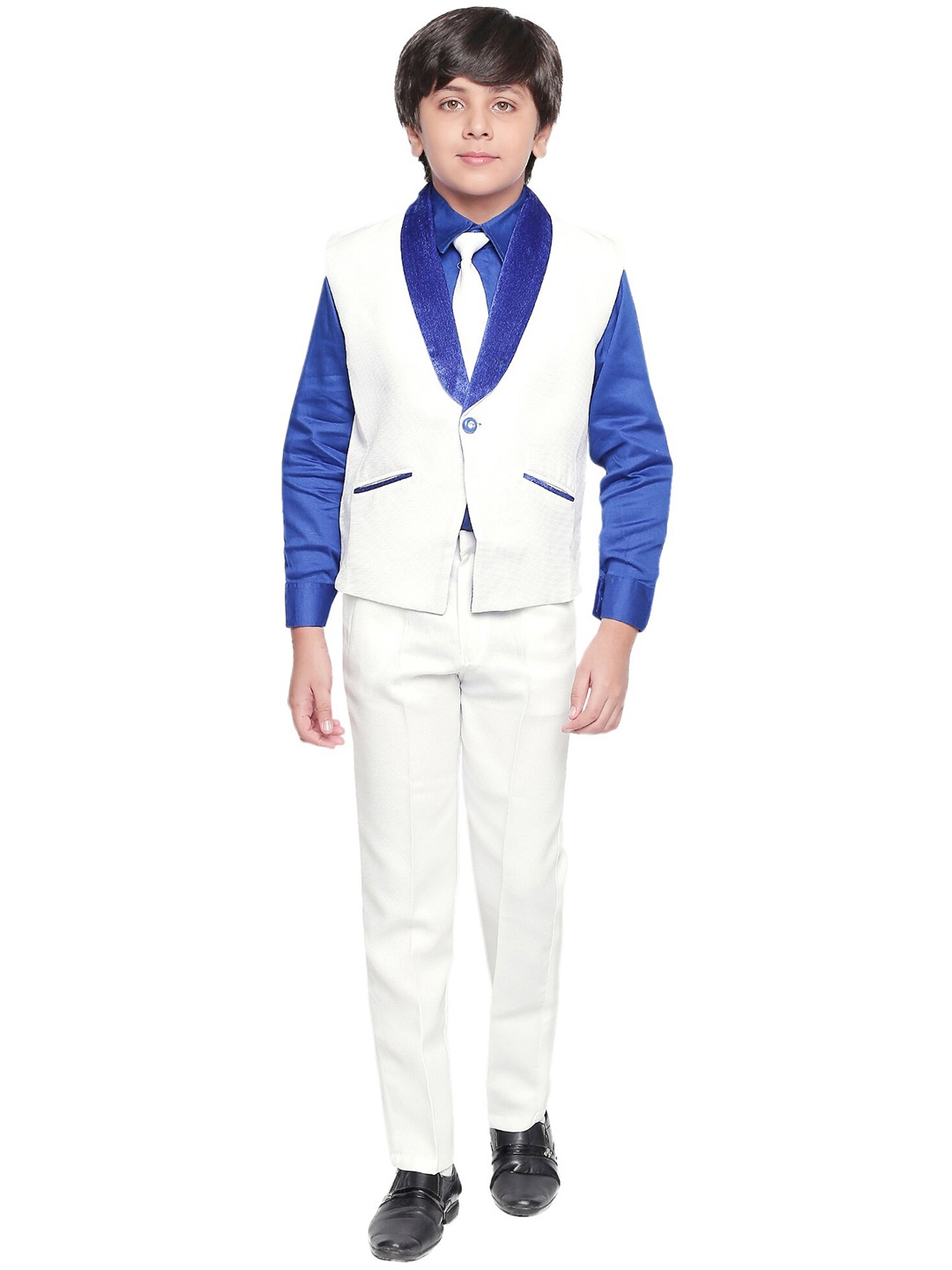 

Jeetethnics Boys White & Blue Shirt with Trousers
