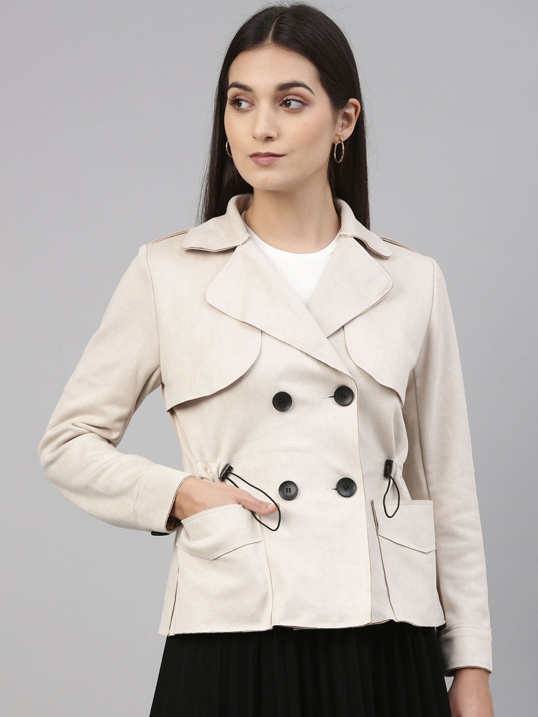 

Insua Women Beige Lightweight Tailored Jacket