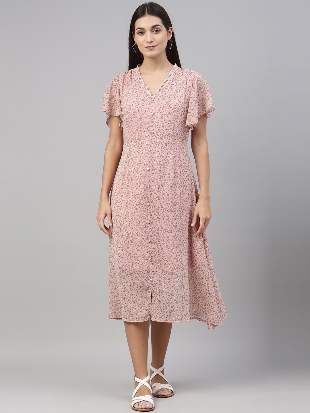 

Insua Pink A-Line Midi Dress