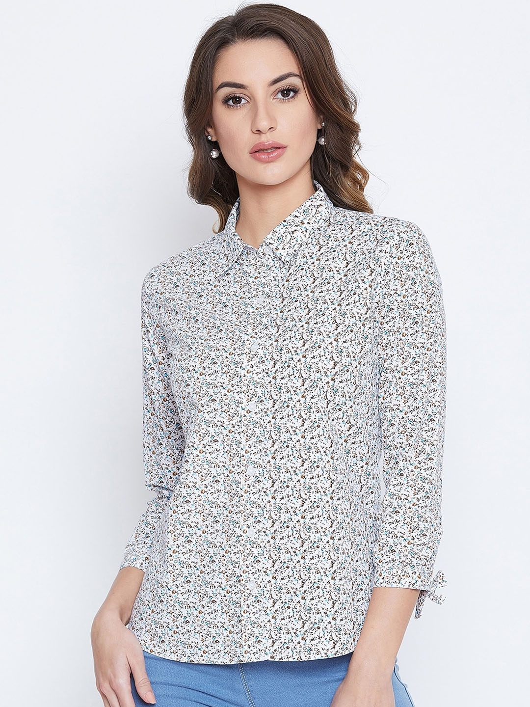 

JUMP USA Women White Opaque Printed Casual Shirt