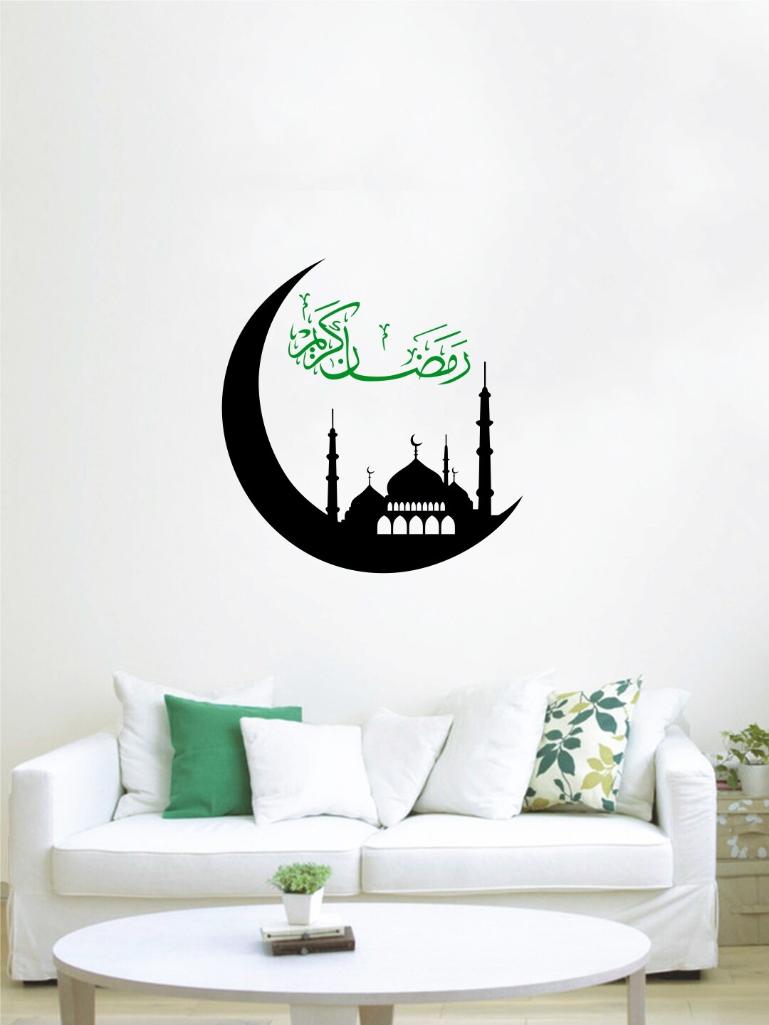 

decal O decal Black & Green Mosque With Moon Wall Sticker