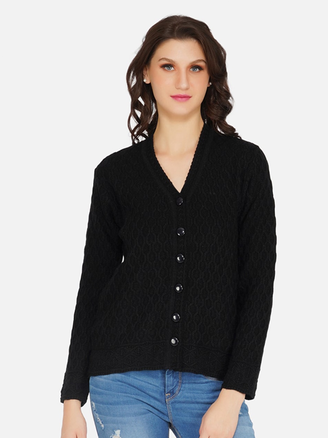 

FABNEST Women Black Cardigan Sweater